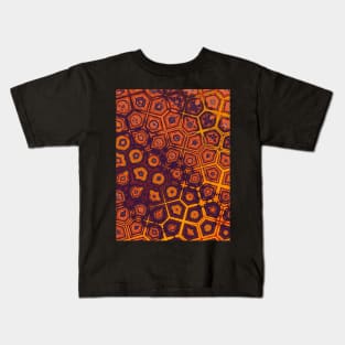 Turtle Shell Looking Pattern in Orange, Purple and Yellow - WelshDesignsTP005 Kids T-Shirt